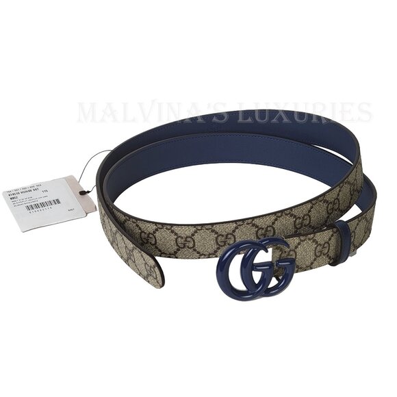 GUCCI BELT 414516 GG LOGO SUPREME MONOGRAM BLUE MARMONT BUCKLE UNISEX 115 / 46 - Picture 10 of 16
